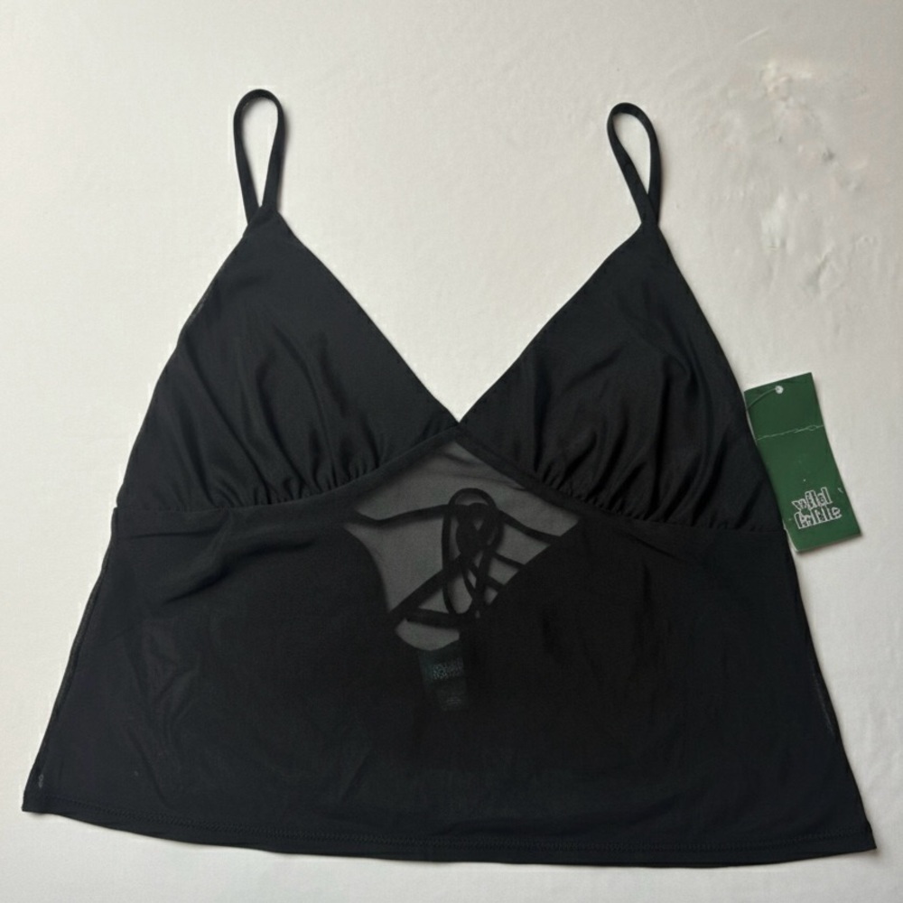 Wild Fable Black Sheer Crop Top M-NWT